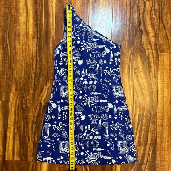 NWT Madewell x Lisa Says Gah! One-Shoulder Mini Dress in Clematis Blue Size 00 - Picture 12 of 13
